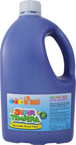 Fas Super Tempera 2ltr Ultra non-toxic paint in vibrant colors, perfect for art education and creative projects.