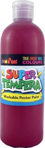 Fas Super Tempera 500ml in Burgundy, vibrant non-toxic paint perfect for arts and crafts, dries quickly and washes out easily.