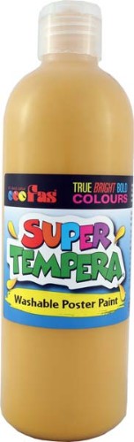 Fas Super Tempera 500ml in ochre, a vibrant non-toxic paint ideal for artists and educators, offering great coverage and a matte finish.