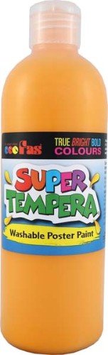 Fas Super Tempera 500ml Dp Yellow paint, vibrant, washable, non-toxic, ideal for crafts and school projects.