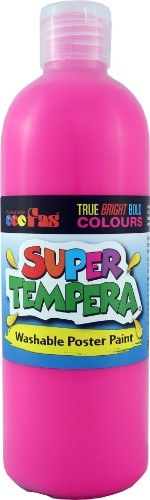 Fas Super Tempera 250ml in vibrant Fluo Magenta, perfect for washable, non-toxic art projects and classroom use.