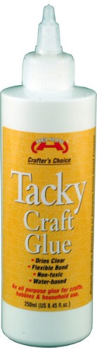 Helmar Tacky Glue 250ml bottle, a thick, fast-drying, non-toxic adhesive ideal for diverse crafting and DIY projects.