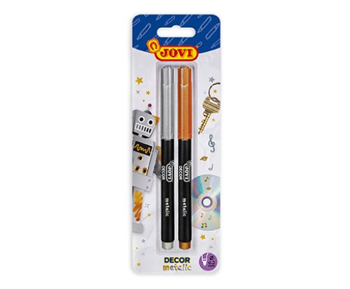 Jovi Decor Metallic Gold and Silver markers provide a stunning metallic effect and exceptional coverage on dark surfaces.