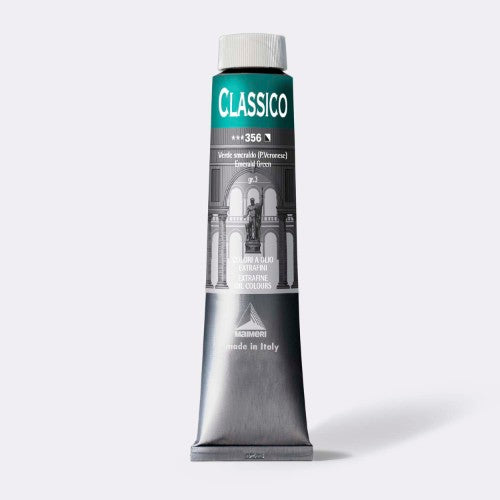 Premium 200ml Emerald Green oil paint with extra-fine pigments, perfect for artists seeking quality and performance.