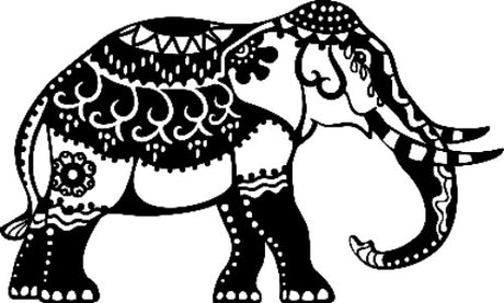 A4 Indian Elephant stencil for versatile art projects, suitable for textiles, paper, and mixed media creations.