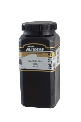 Matisse Structure Acrylic Paint 500ml in Mars Black, ideal for textured effects and vibrant art creation.