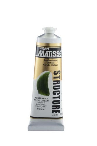 Matisse Structure Acrylic Paint in Aust Olive Green, 75ml, ideal for rich textured painting and artistic versatility.