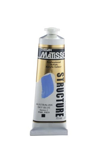 Matisse Structure Acrylic Paint in Australian Sky Blue S2, 75ml, vibrant color, rich impasto finish for textured effects.