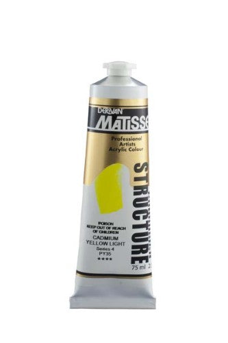 Matisse Structure 75ml Acrylic Paint in Cad Yellow Light S4, vibrant and impasto with excellent lightfastness for artists.