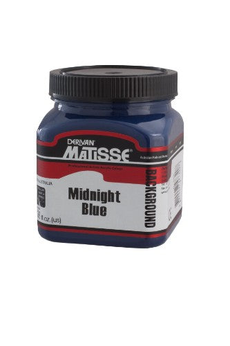 Matisse Background 250ml Midnight Blue acrylic paint in a stack-up jar, ideal for versatile and vibrant art projects.
