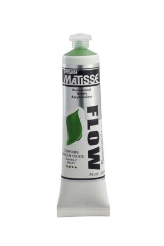 Matisse Flow Acrylic Paint in Ch Green Ox S2, 75ml, low-viscosity for smooth brushwork and vibrant colors.