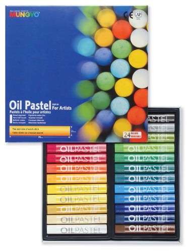 Vibrant 24-piece oil pastel set for artists, perfect for blending on various surfaces with ergonomic comfort.