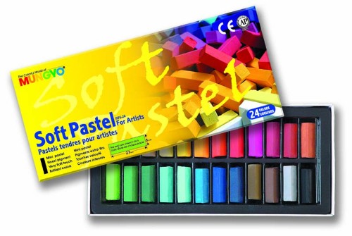 Mungyo Pastel Set MPS24 featuring 24 vibrant colors for effortless blending and drawing on various surfaces.