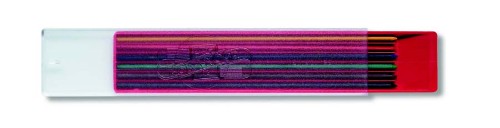 12-piece set of 2mm red colored leads for mechanical pencils, ideal for precise drawings and artwork.