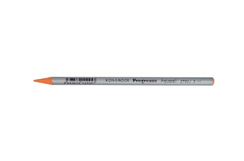 Pack of 12 Progresso Aquarelle orange pencils, water-soluble and woodless, perfect for blending and watercolor effects.