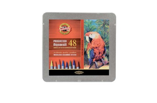 Set of 48 vibrant water-soluble colored pencils for creating stunning watercolor effects and detailed artwork.