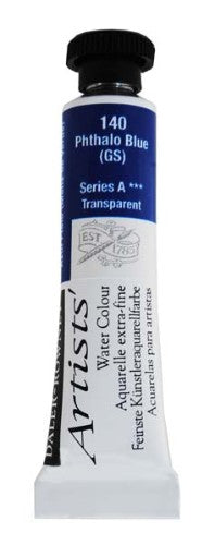 Daler-Rowney 5ml Phthalo Blue watercolour featuring rich pigment, vibrant hue, and superior mixing ability for professional artists.