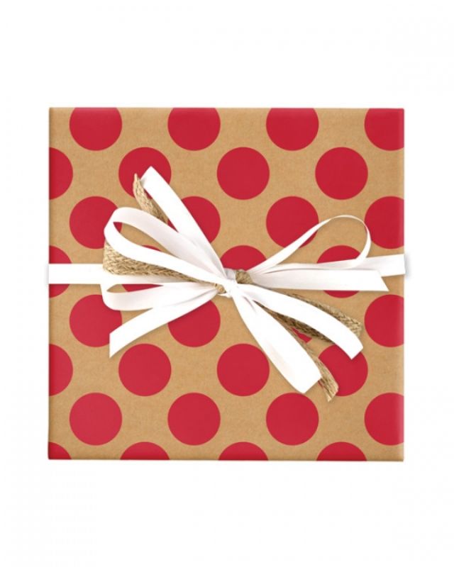 Wrapping Paper - 762mm Large Spot on Kraft Red