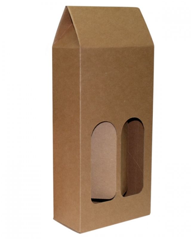 Gift Boxes - Bx Double Carryall Natural Kraft Wine Box Carrier - Pack of 50