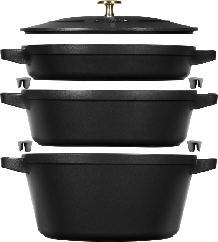 4pc-Stackable-Cocotte-Set-24cm-Black