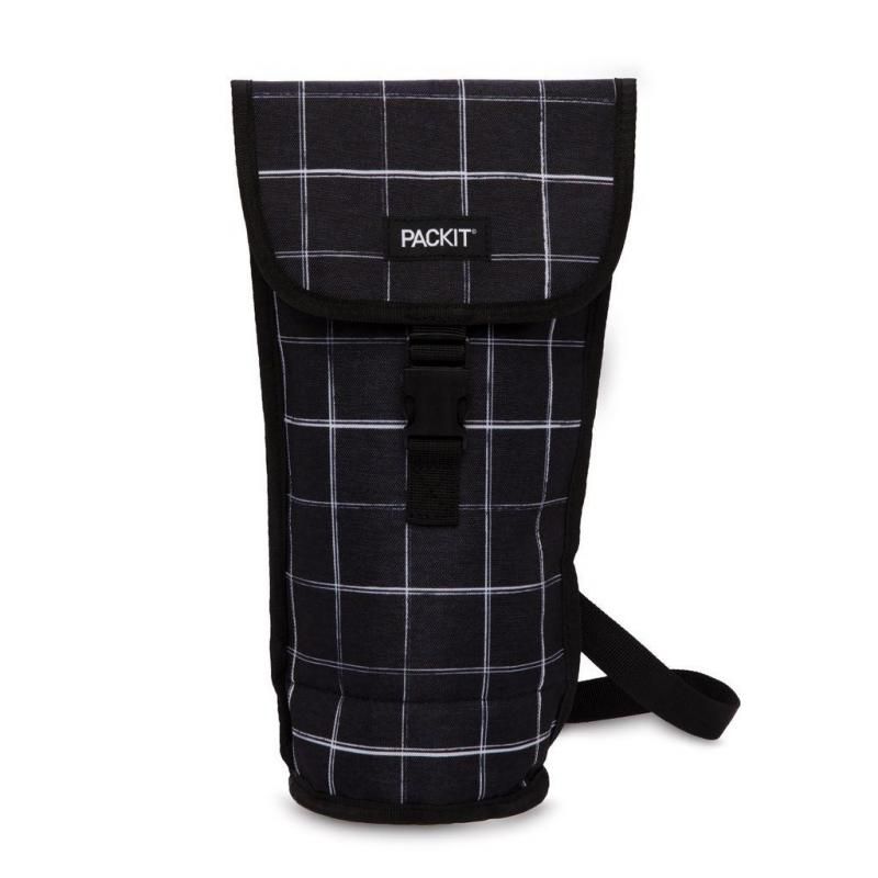 PackIt Freezable Napa Wine Bag - Black Grid