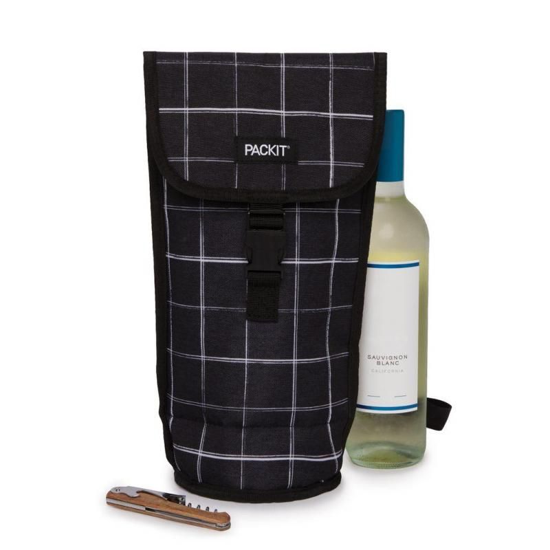 PackIt Freezable Napa Wine Bag - Black Grid