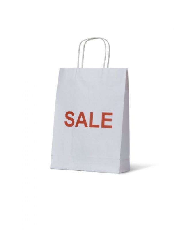 Paper Bags - White Kraft Small Paper Bag with Sale Printing - Pack of 250