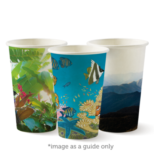 Cup Hot Paper Single Wall 12oz Art (80mm Lid) - 50PC