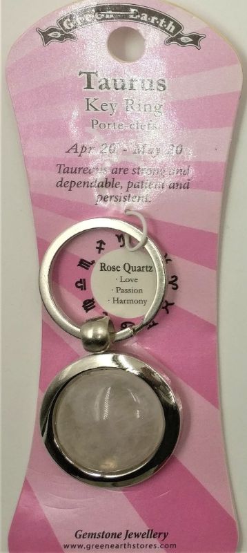 Zodiac Keyring - Taurus Rose Quartz (Set Of 6)