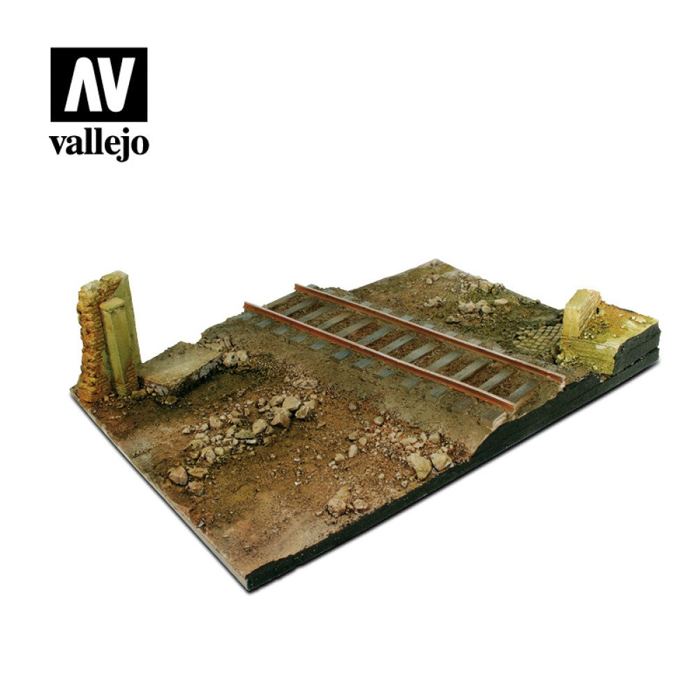 Vallejo - Scenics Bases 1/35 - 31x21 Country road cross with railway section