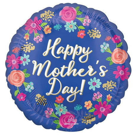 45cm self-sealing foil balloon with vibrant floral design for elegant celebrations and flexible decorating options.