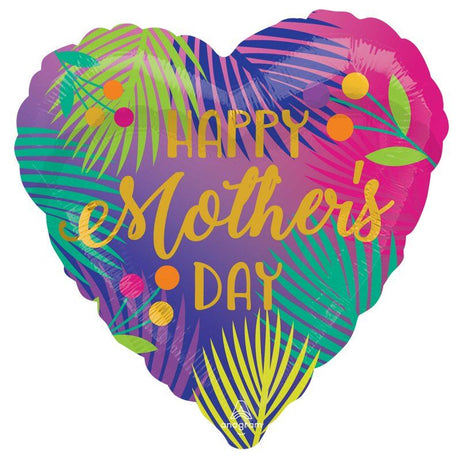 Vibrant 45cm foil balloon featuring a tropical palm frond design, ideal for parties and celebrations.