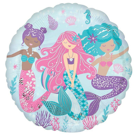 Self sealing 45cm shimmering mermaid foil balloon, perfect for party decorations.