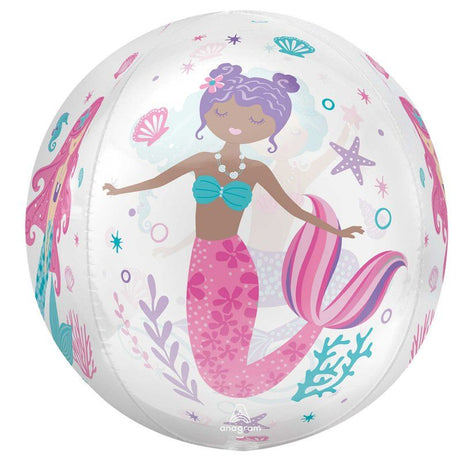 Orbz XL Foil Balloon featuring a shimmering mermaid design, perfect for festive celebrations and themed parties.