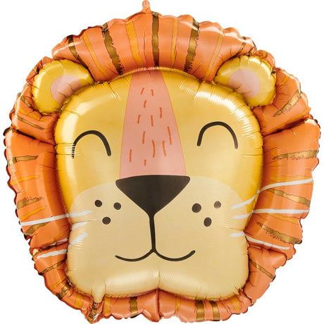 Supershape foil balloon in the design of a lion head, measuring 71cm x 68cm, by ANAGRAM.