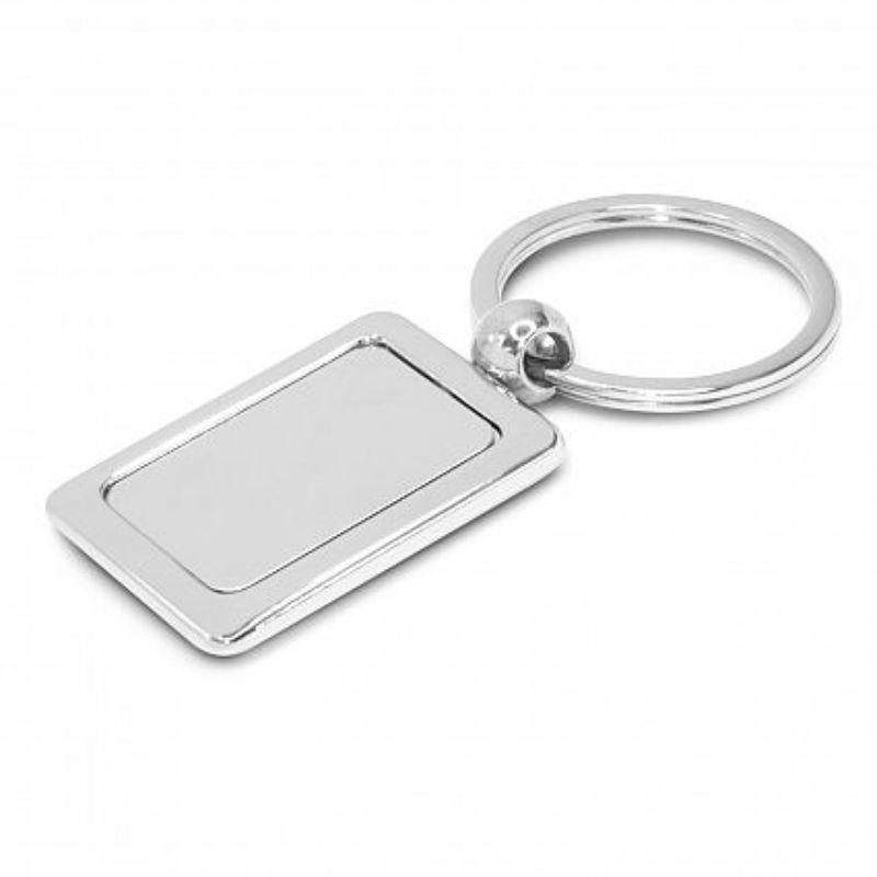 Rectangular Metal Key Ring - Chrome (Set of 30)