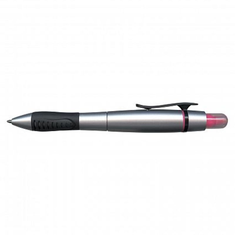 Duo Pen with Highlighter - Silver / Pink (Set of 50)