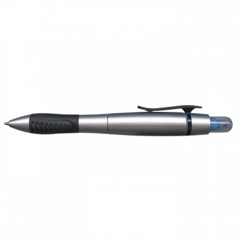 Duo Pen with Highlighter - Silver / Blue (Set of 50)