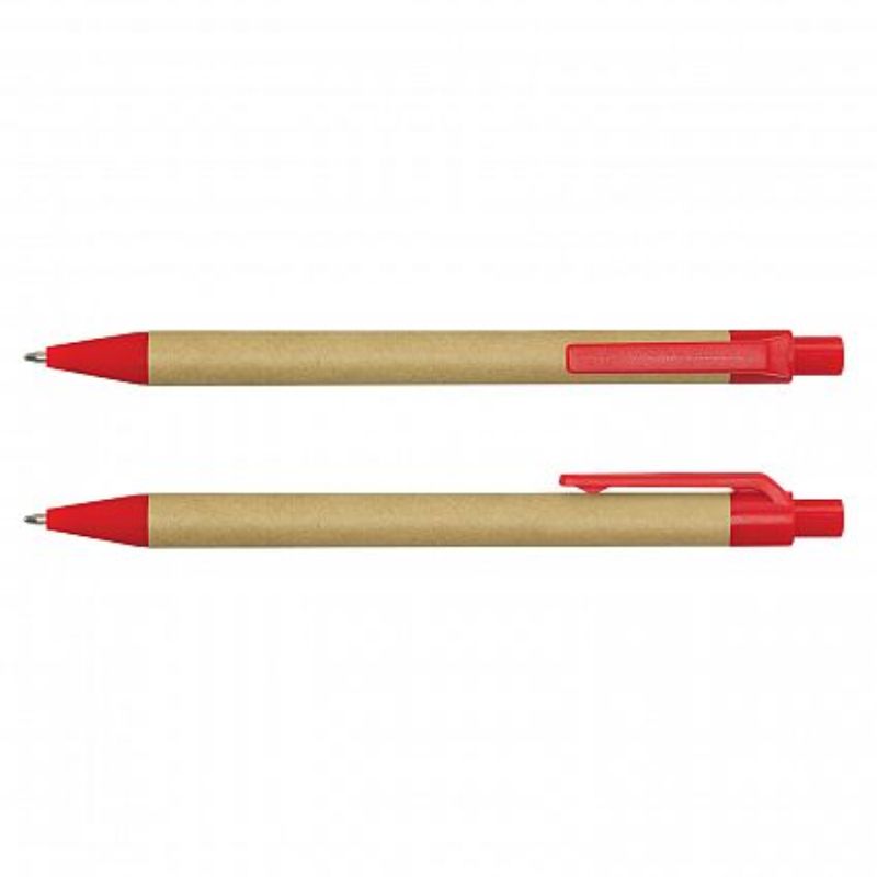 Eco Pen - Natural / Red (Set of 100)