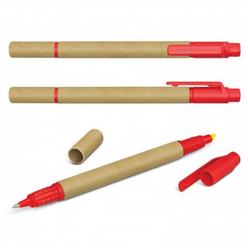 Eco Pen Highlighter - Natural / Red (Set of 100)