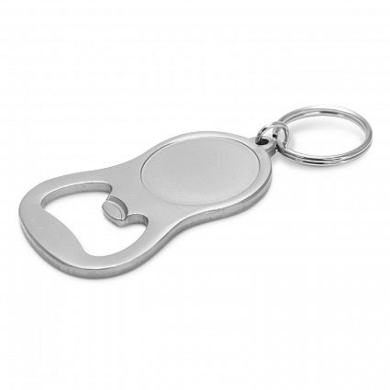 Chevron Bottle Opener Key Ring - Matt Silver (Set of 50)