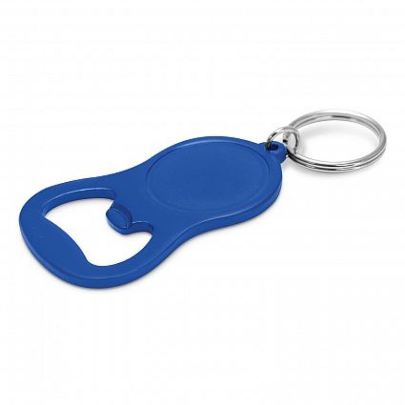 Chevron Bottle Opener Key Ring - Matt Blue (Set of 50)