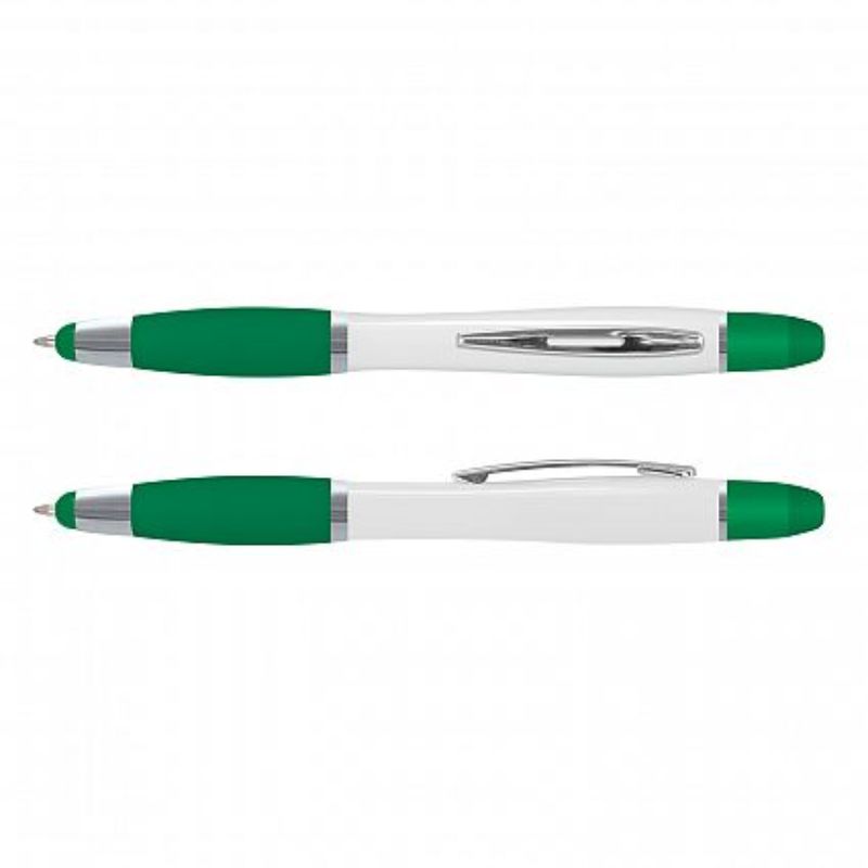Vistro Multi Function Pen - White / Dark Green (Set of 50)