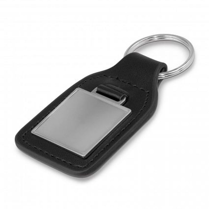 Baron Leather Key Ring - Square Black / Silver (Set of 12)