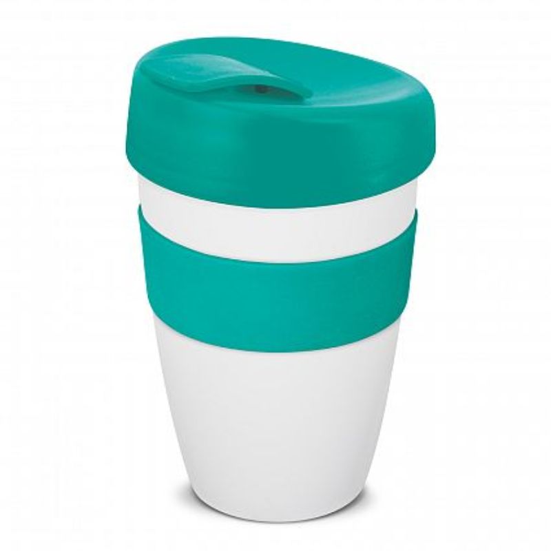 Express Cup - Double Wall White / Teal (Set of 12)