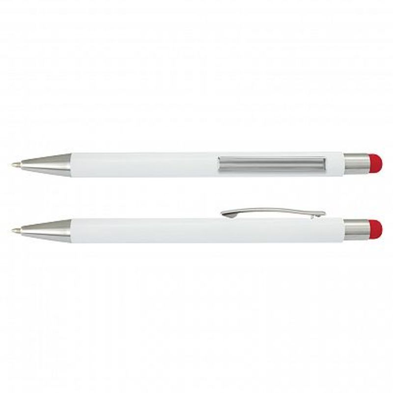 Lancer Stylus Pen White Barrel - Red (Set of 50)
