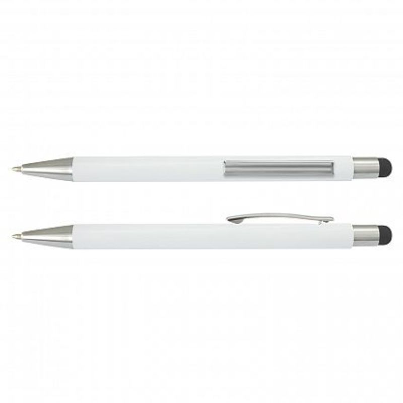 Lancer Stylus Pen White Barrel - Black (Set of 50)