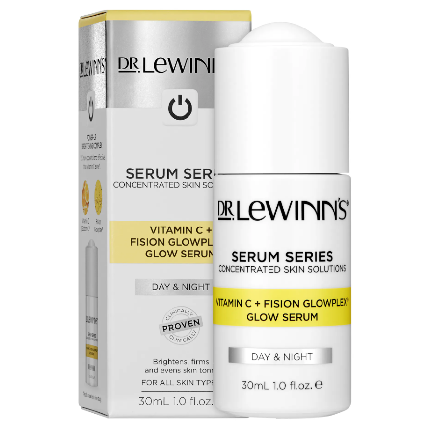 Revitalize your skin with Dr. LeWinn's Glow Serum, featuring Vitamin C, Niacinamide, and Hyaluronic Acid for radiance and hydration.