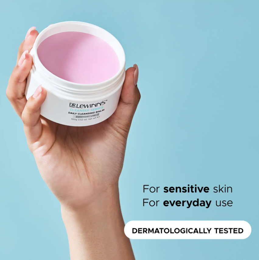Dr. LeWinn's Daily Cleansing Balm 100g, a nourishing balm that transforms into oil for effective makeup removal and hydration.