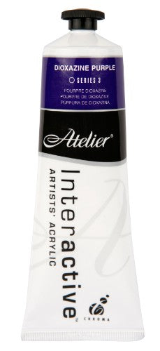 Atelier 80ml Dioxazine Purple Acrylic Paint, vibrant color, smooth application, ideal for blending and layering techniques.